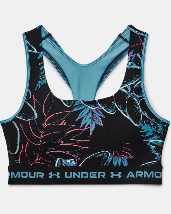 Women's Armour® Mid Crossback Sports Bra, Blue, pdpMainDesktop image number 9
